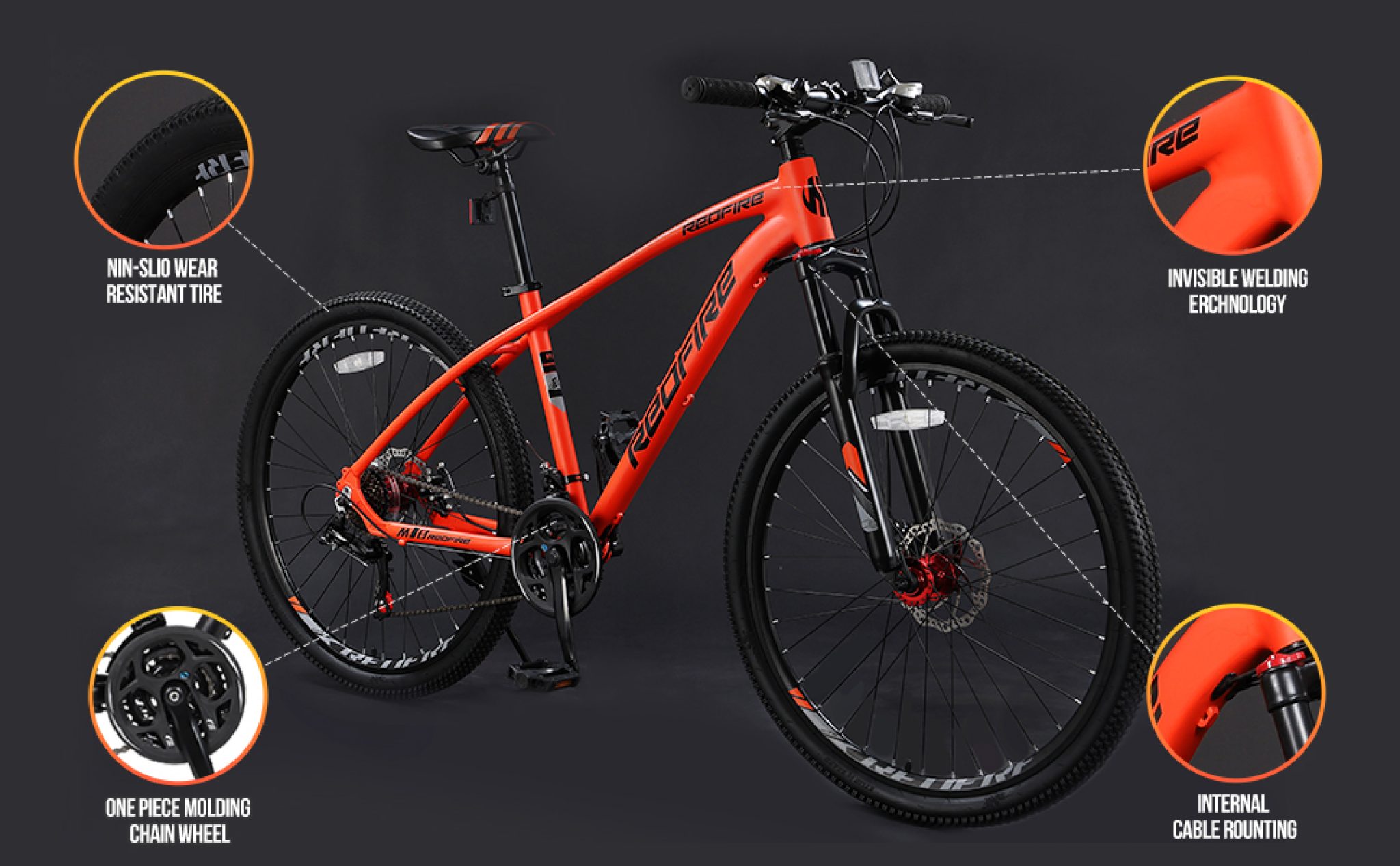 Redfire Mountain Bike With LockOut Suspension Fork Cycle Biking